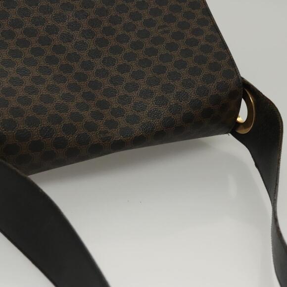 CELINE Macadam Canvas Shoulder Bag Pvc Leather Black Gold - Picture 6 of 12